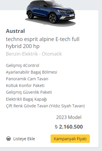 #Renault #austral #plugin #HYBRID #pluginhybrid #Araba #haber #otomobil 

renault austral full hybrid 200 hp türkiye de satışa çıktı 
full opsiyonlar dahil fiyatı açıklandı