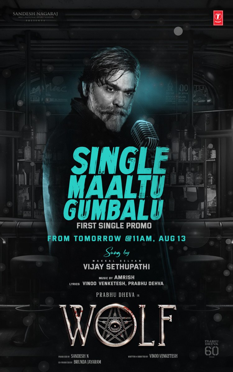 CinemaNagaram (@cinemanagaram) on Twitter photo Super Exciting Announcement ⚡
<a href="/PDdancing/">Prabhudheva</a> 's #WOLF 🐺 First Single 
#SingleMaaltuGumbalu Promo From Tomorrow @ 11 AM 
Sung by Makkal Selvan <a href="/VijaySethuOffl/">VijaySethupathi</a> 🎤
A  <a href="/amrishofficial/">Amrish</a> Musical 🎼
<a href="/SandeshPro/">Sandesh Productions</a> <a href="/vinoovenketesh/">vinoovenketesh</a> <a href="/ImSimhaa/">Vasishta N Simha</a> <a href="/iamlakshmirai/">RAAI LAXMI</a> <a href="/anusuyakhasba/">Anasuya Bharadwaj</a> <a href="/AnjuKuri/">anju kuri</a> Super Exciting Announcement ⚡
<a href="/PDdancing/">Prabhudheva</a> 's #WOLF 🐺 First Single 
#SingleMaaltuGumbalu Promo From Tomorrow @ 11 AM 
Sung by Makkal Selvan <a href="/VijaySethuOffl/">VijaySethupathi</a> 🎤
A  <a href="/amrishofficial/">Amrish</a> Musical 🎼
<a href="/SandeshPro/">Sandesh Productions</a> <a href="/vinoovenketesh/">vinoovenketesh</a> <a href="/ImSimhaa/">Vasishta N Simha</a> <a href="/iamlakshmirai/">RAAI LAXMI</a> <a href="/anusuyakhasba/">Anasuya Bharadwaj</a> <a href="/AnjuKuri/">anju kuri</a>