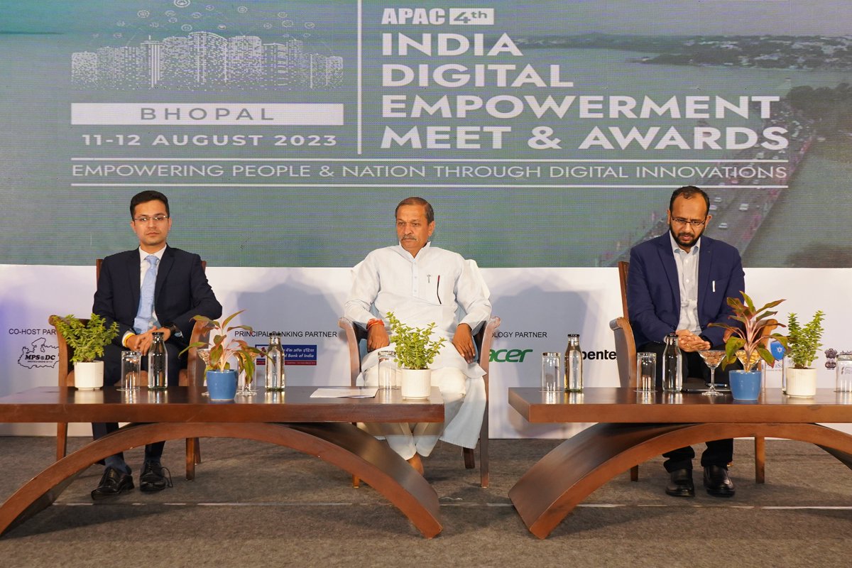 Apacnewsnetwork's tweet photo. Inaugural Session on New Era of Digital Governance in India: Game Changing Innovation through Technology at the 4th ‘APAC India Digital Empowerment Meet &amp; Awards - Madhya Pradesh Edition’ held on 11 August 2023 (Day 1) in Bhopal.
#IDEM #APACMPIDEM @Abhijeetiitk @MPSeDC_DST https://t.co/9k1DGEMmKD