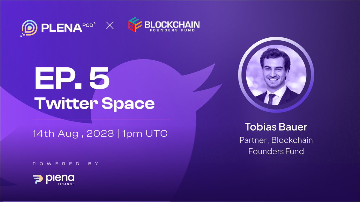 NoahAINetwork's tweet photo. Prepare for a mind-blowing adventure with Plena Pod's EP. 5! 🚀 

Join us &amp; @TobiasBFF3, Partner at @BlockchainFF, as we navigate crypto's wild curves, revealing 2023's top cutting-edge investing strategies ⚡️

📅 14th August, 1pm UTC 

🔗Join here: https://t.co/9qwKPjQLHD https://t.co/jsIbAkXWo2