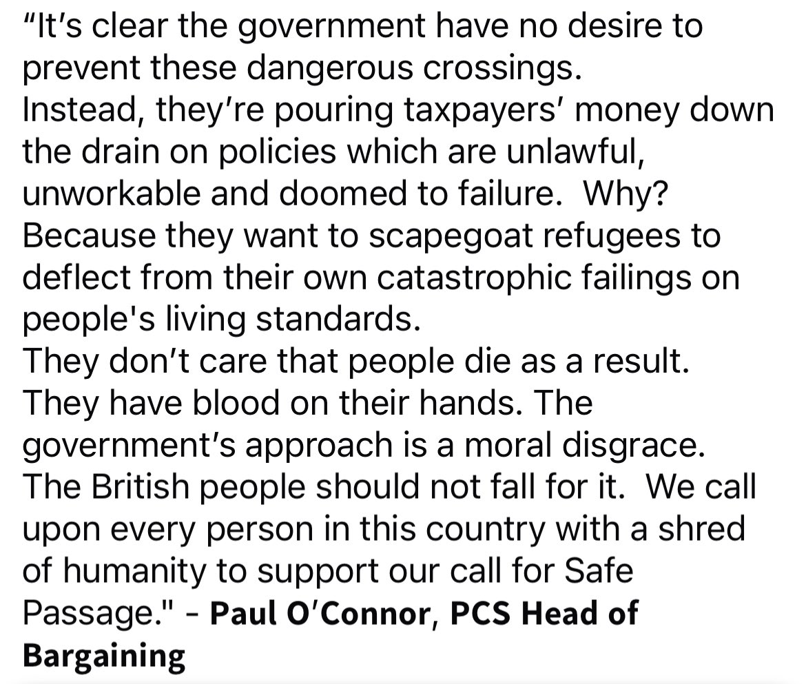 PCS accuses UK government of having "blood on its hands" over migrant deaths
Read all about it 👇👇👇
pcs.org.uk/contact-us/pre…