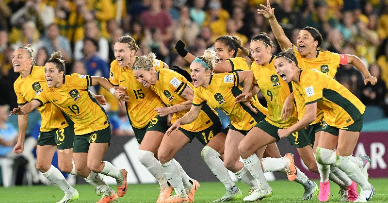 TheMatildas's tweet photo. The CommBank Matildas are through to their first-ever #FIFAWWC semi-final after a dramatic penalty shootout victory over France. 

Read our match report now! 

#Matildas #TilitsDone