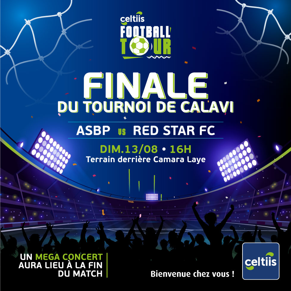 celtiisbj's tweet photo. Population Calavi, le Celtiis Football Tour débarque chez vous pour sa première étape.

Ce dimanche 13 Aout c'est un duel explosif entre ASBP et RED STAR FC qui va enflammer le terrain de Camara Laye.

Les étoiles du foot local s'affrontent pour la gloire🏆! 

#BienvenueChezVous https://t.co/RYS18RrLhc