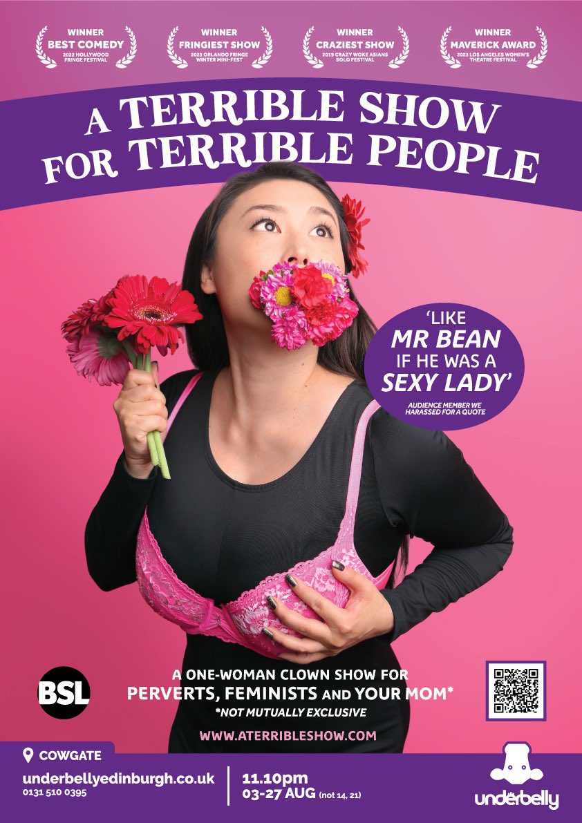 Just a reminder we have <a href="/BritishSignBSL/">British Sign Language</a> performances EVERY Wednesday for A Terrible Show for Terrible People, interpreted by the lovely <a href="/ShaurnaD/">Shaurna Dickson</a>!

tickets.edfringe.com/whats-on/terri…