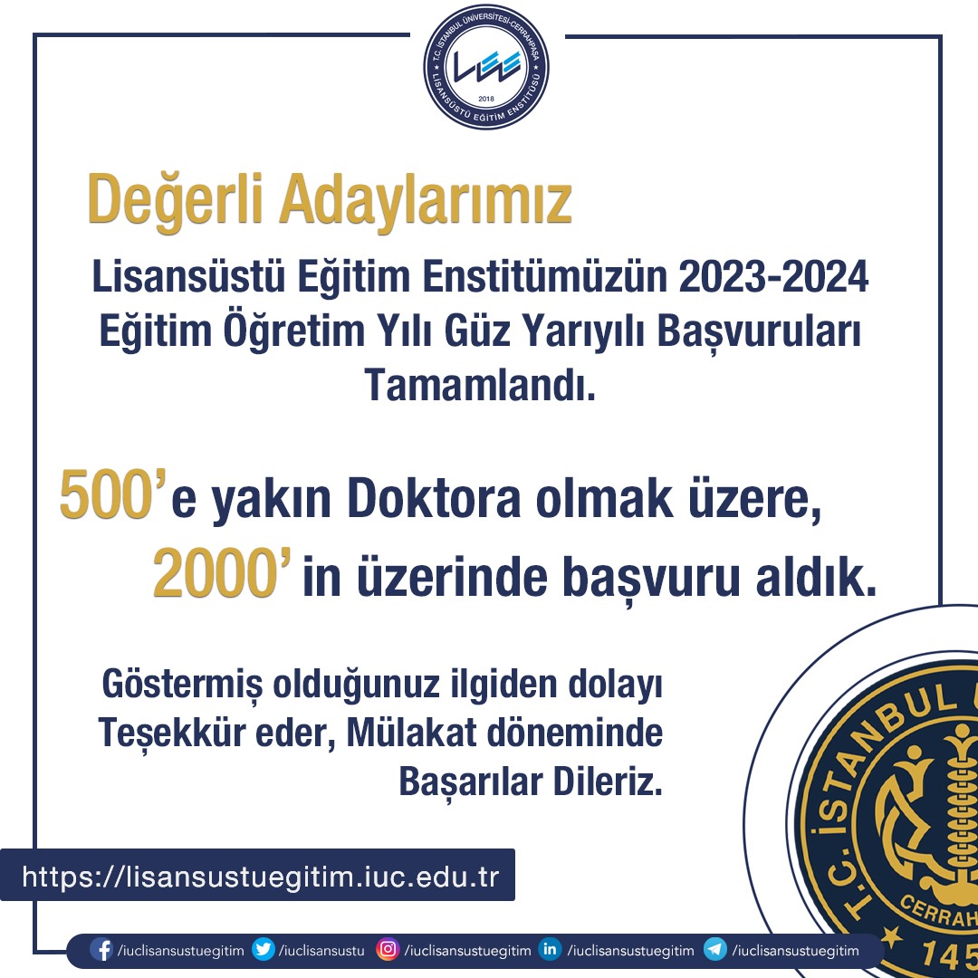 #iüclisansüstüeğitimenstitüsü #iuc #doktora #yükseklisans #istanbuluniversitycerrahpasa #eniyiolmakicin✌️