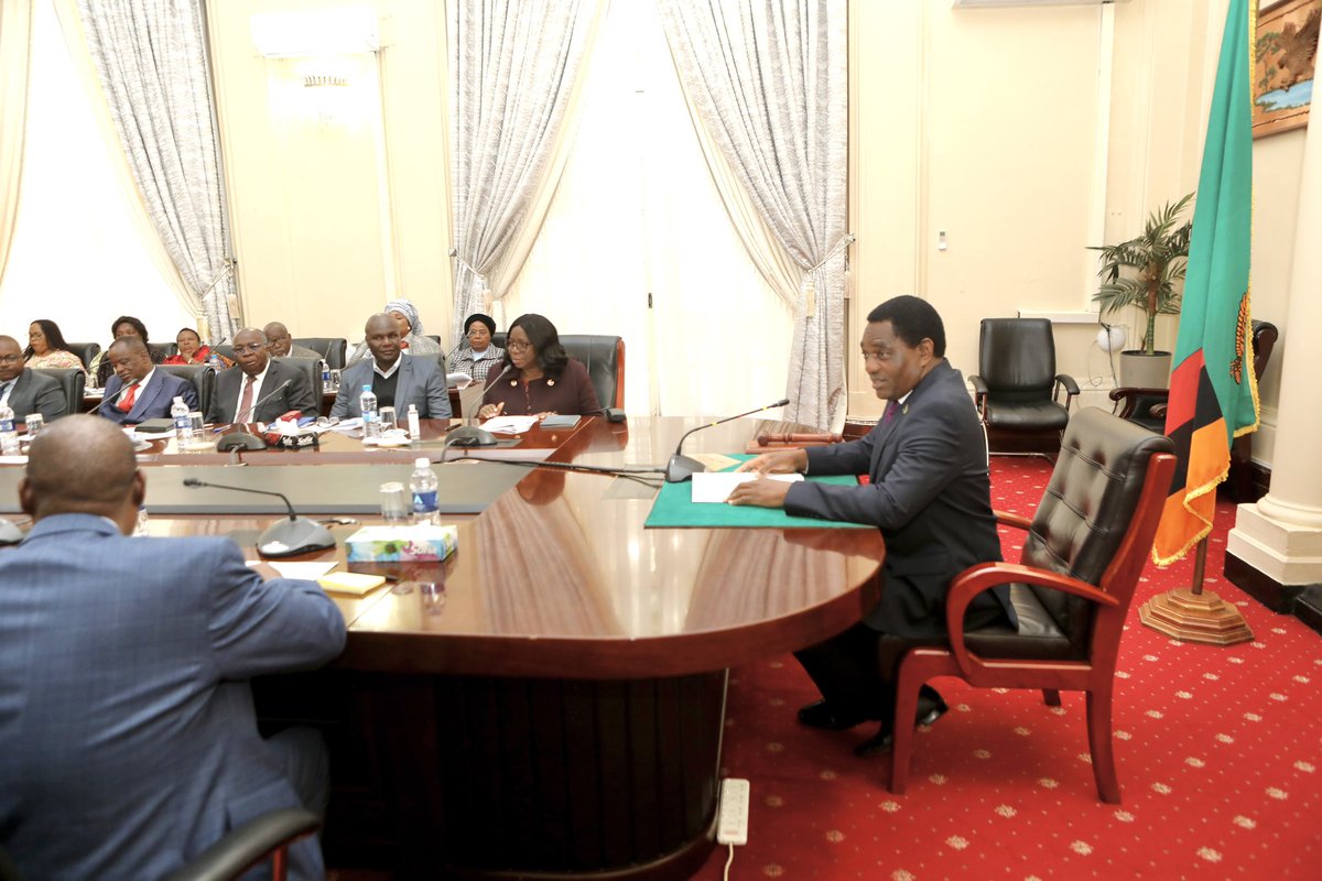 HHichilema's tweet photo. Yesterday, we met with UPND’s NMC and agreed a set of actions that the Party &amp; Govt will carry out to respond to the people’s priorities.
Thanked the NMC for the productive conversation &amp; continue to work together in finding solutions that deliver results #ForOurCitizens. 🇿🇲 https://t.co/vPa1bk1WYy