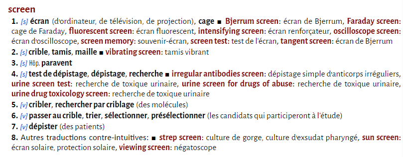 MedLexic's tweet photo. Les difficultés de l'anglais médical.
Aujourd'hui: «screen».
#MedLexic #Traduction #Médicale #Medtrans #MedTwitter #MedTwitterQc https://t.co/TNZTXiovDi