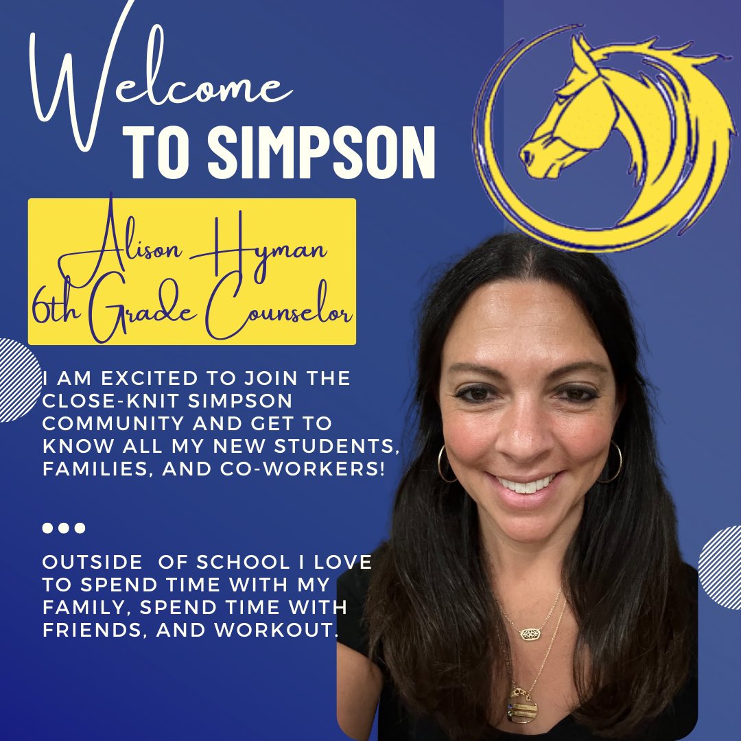 JLSMS_Official's tweet photo. Introducing: Ms. Hyman, our new 6th Grade Counselor! Welcome to the HERD! @JD80Dungan @KJoliverJLS https://t.co/Cxd9Z43O6S