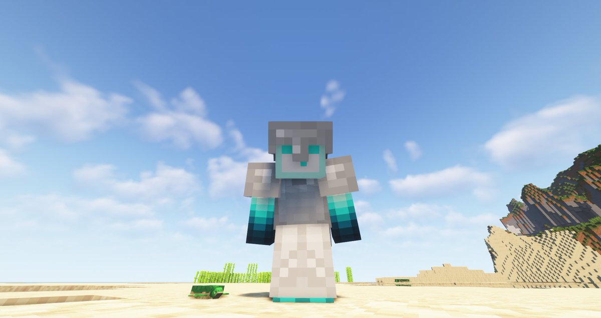 ektapstar's tweet photo. I started playing a singleplayer Minecraft world off stream to check out 1.20 and just chill out so meet Jeffery the little turtle and here's the mountain I'm thinking of building a castle on. If you want constant updates of this world on twitter then lemme know https://t.co/TtVsaFLz2Z
