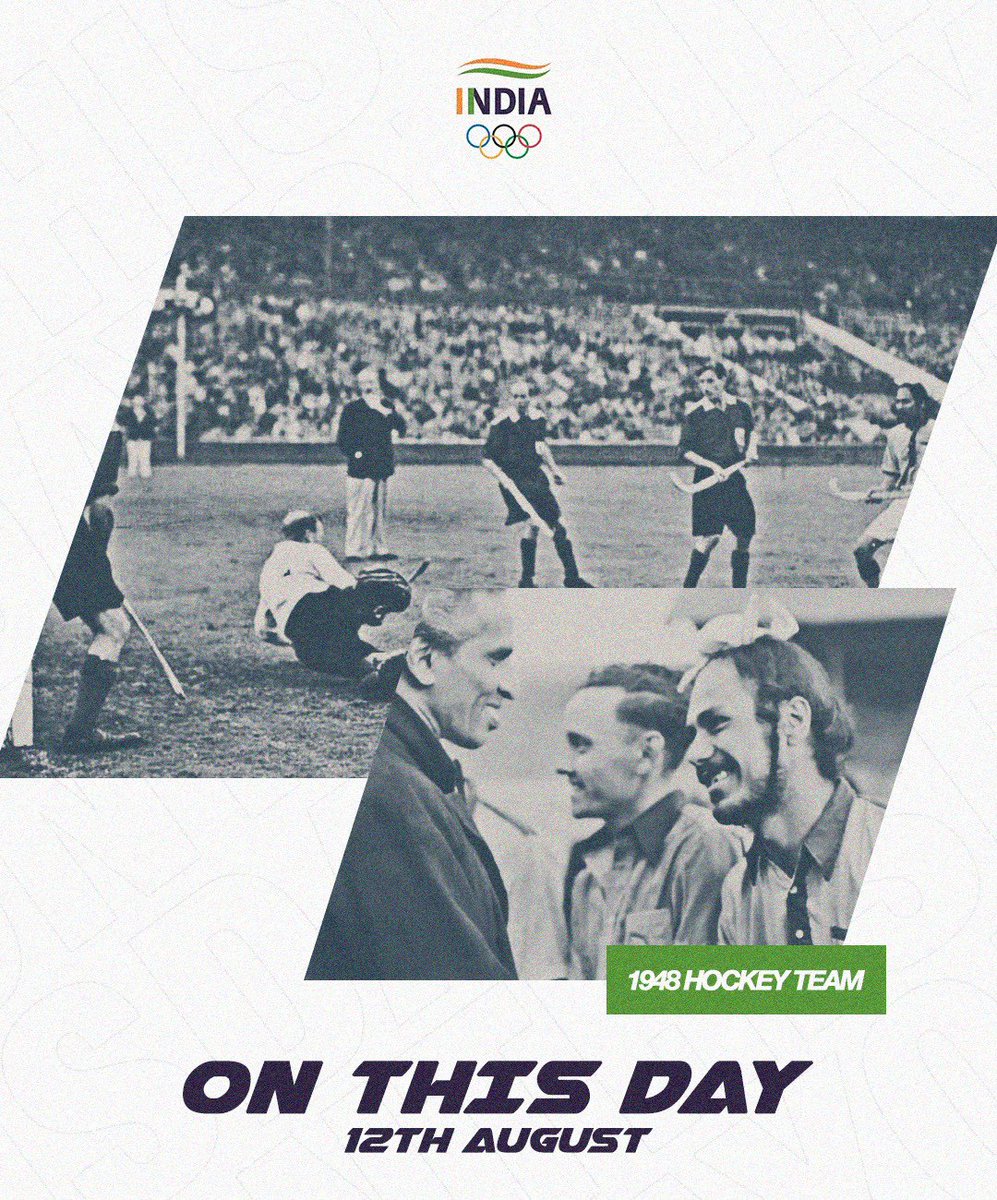 WeAreTeamIndia's tweet photo. #OnThisDay 75 years ago we won our 1st Olympic Gold Medal under the Tiranga 🇮🇳. Our 4th consecutive, and the 1st of 3 for the legendary @BalbirSenior 

📸: @Olympics https://t.co/FfBBBiIPNK