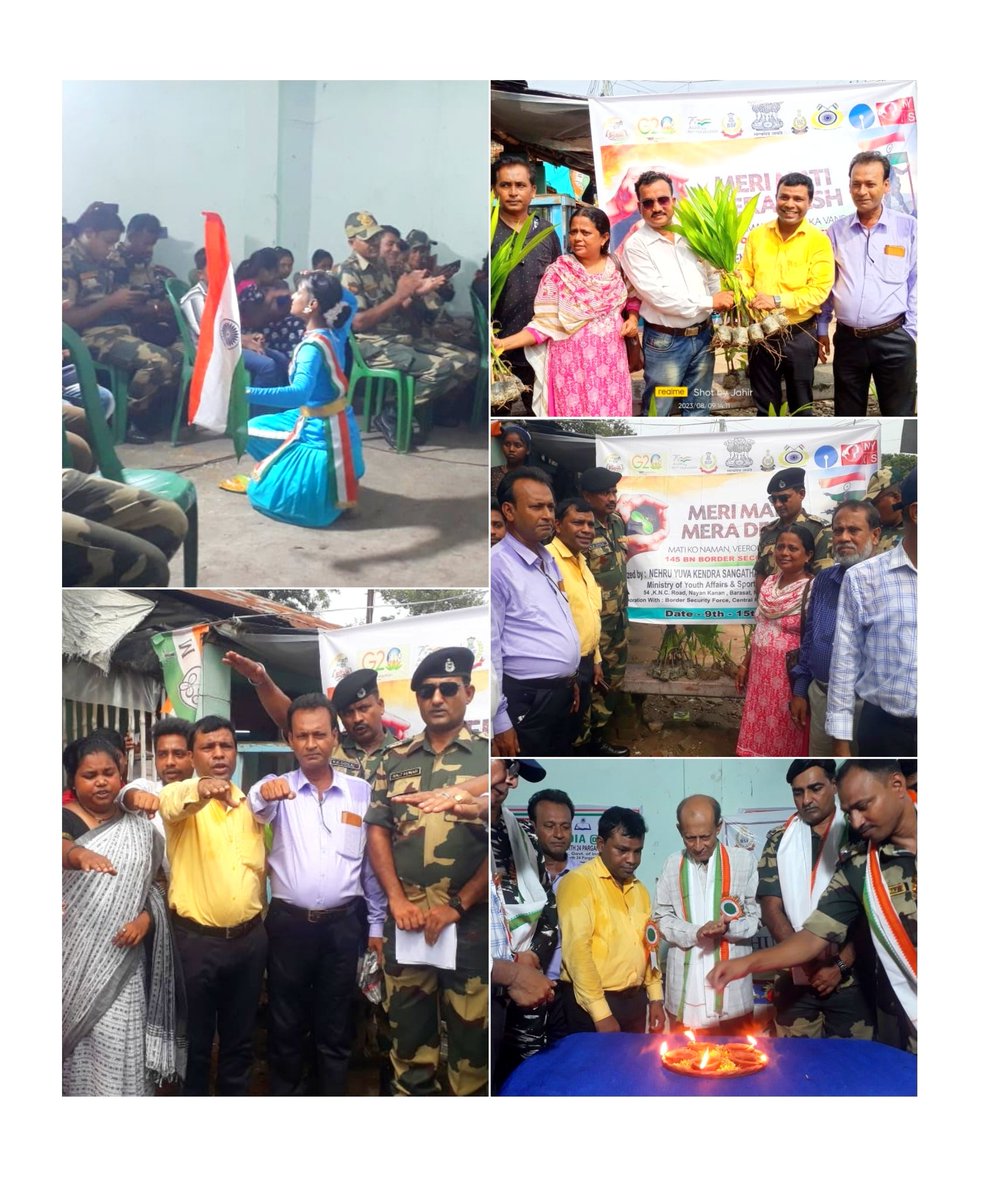 #Meri_Maati_Mera_Desh program in a collaboration of Neheru Yuva Sanstha and NSS with the presence of BSF, Community Yuvas, Bijoyini ,Utthan and many other government stakeholders.Thanks to all.
Let's promise saving our motherland.
#YuvaSamvad #MeriMattiMeraDesh