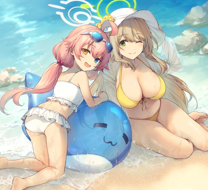 水着ホシノと水着ノノミ #ブルアカ