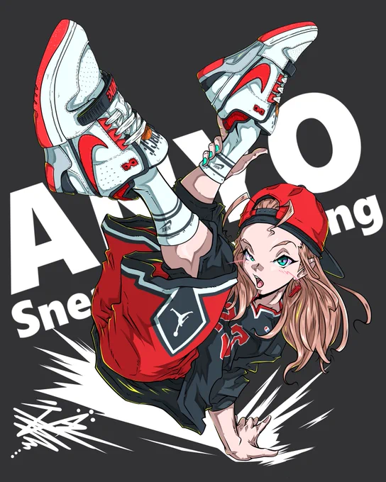 『Billie Eilish × NIKE Air Alpha Force "88 SP"Fire Red』 あんよチャン!スニーカーイラスト126足目  今回はビリー・アイリッシュとエアアルファフォースのコラボモデル AJ1の方もいずれイラストにするつもりなのでお楽しみに( *'艸`) #あんよチャン #スニーカーイラスト #ビリーアイリッシュ