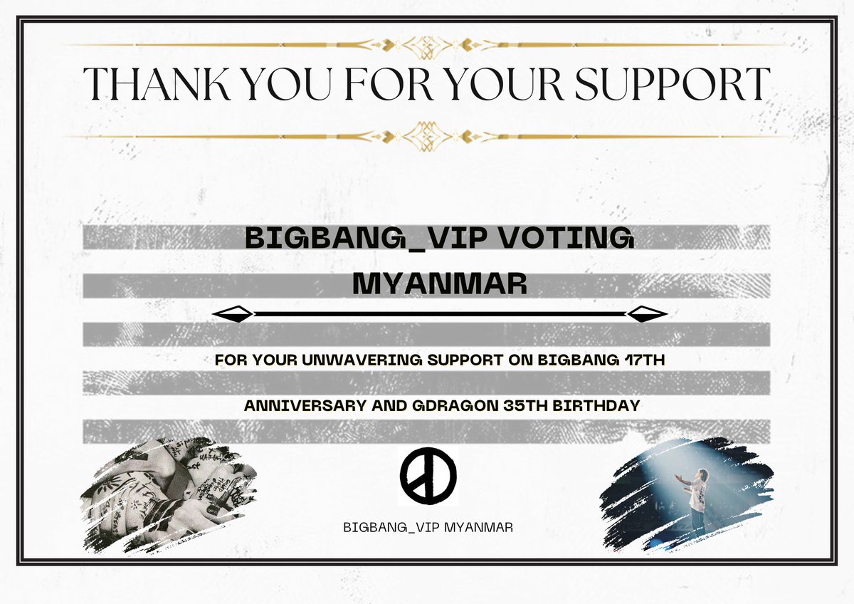 MyanmarVIPs's tweet photo. Pre-announancement of donation for #BIGBANG 17th Anni &amp; #GDRAGON
With the help of VIPs from Myanmar, we manage to arrange donations that will take place in three cities of Myanmar in unison.
We'll update our donations soon.
#MyanmarVIPsDonation
#BIGBANG17th_GDBDay https://t.co/ZQMzncviDG