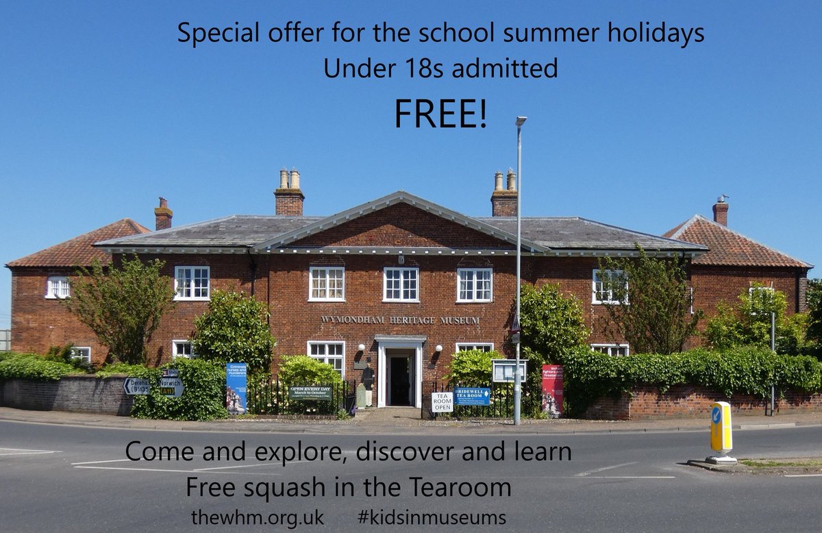 Remember - under-18s are free in the school summer holidays!   
#kidsinmuseums
@kidsinmuseums #visitwymondham