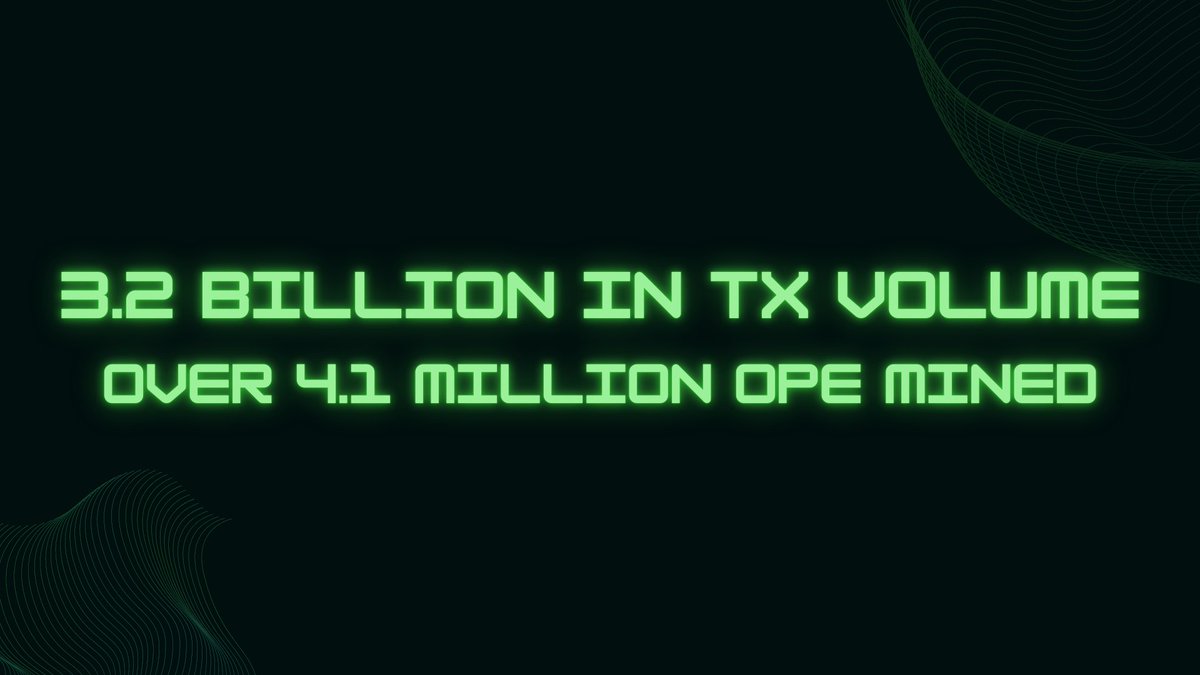 We have accumulated over 3.2 Billion USD in Tx Volume and over 4.1 Million #OPE has been mined 🤩 Just incredible #Owlkins 🫡