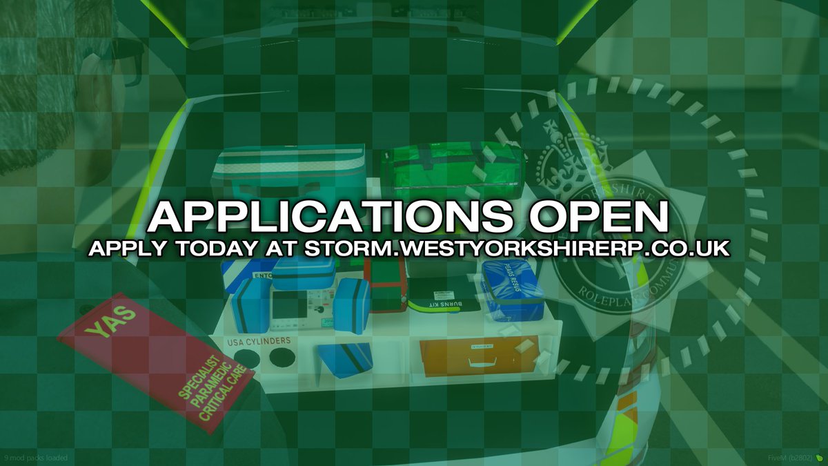 WYRoleplay_YAS's tweet photo. Want to get involved? We have multiple entry routes available!
Ambulance Support Worker, Associate Ambulance Practitioner and Student Paramedic.
Apply now at https://t.co/NMuIyE0xYj or open a ticket in our discord for more info at https://t.co/IIrHN4h31v
#fictional #WYRPC https://t.co/Jv2j1VrZdP