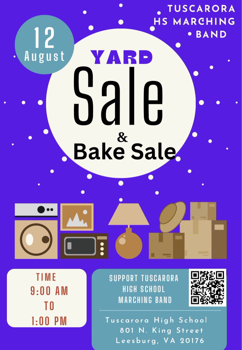 It is Fundraising Saturday for the Marching Huskies! We are hosting a Yard Sale at Tuscarora High School from 9am-1pm! You may also see members in uniform for our annual TAG Day! 

We would appreciate any shares or donation to show your support! 💙🎵