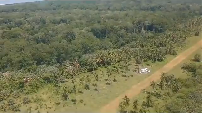 _bobsuruncle_'s tweet photo. The #aircraft attempted to land on a #clandestine airstrip but struck a palm tree on his left wing which resulted in the #crash and a #fire igniting. https://t.co/eOSLslHsek