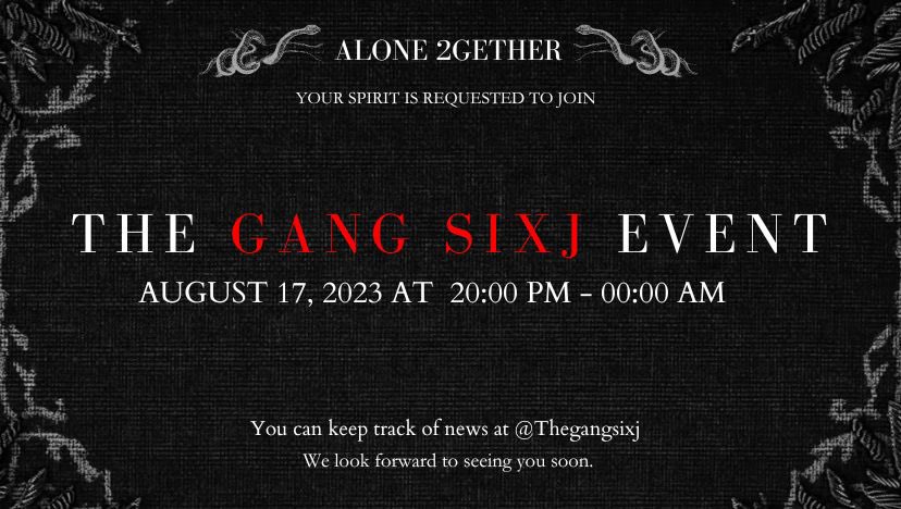 Second year w/ #gangsixJ 
Available on 17th August 2023
Location : X space

มีกิจกรรมและของรางวัลมากมาย ตั้งแต่เวลา 20:00-00:00 น. 
อย่าลืมมาร่วมสนุกกันเยอะๆนะครับ