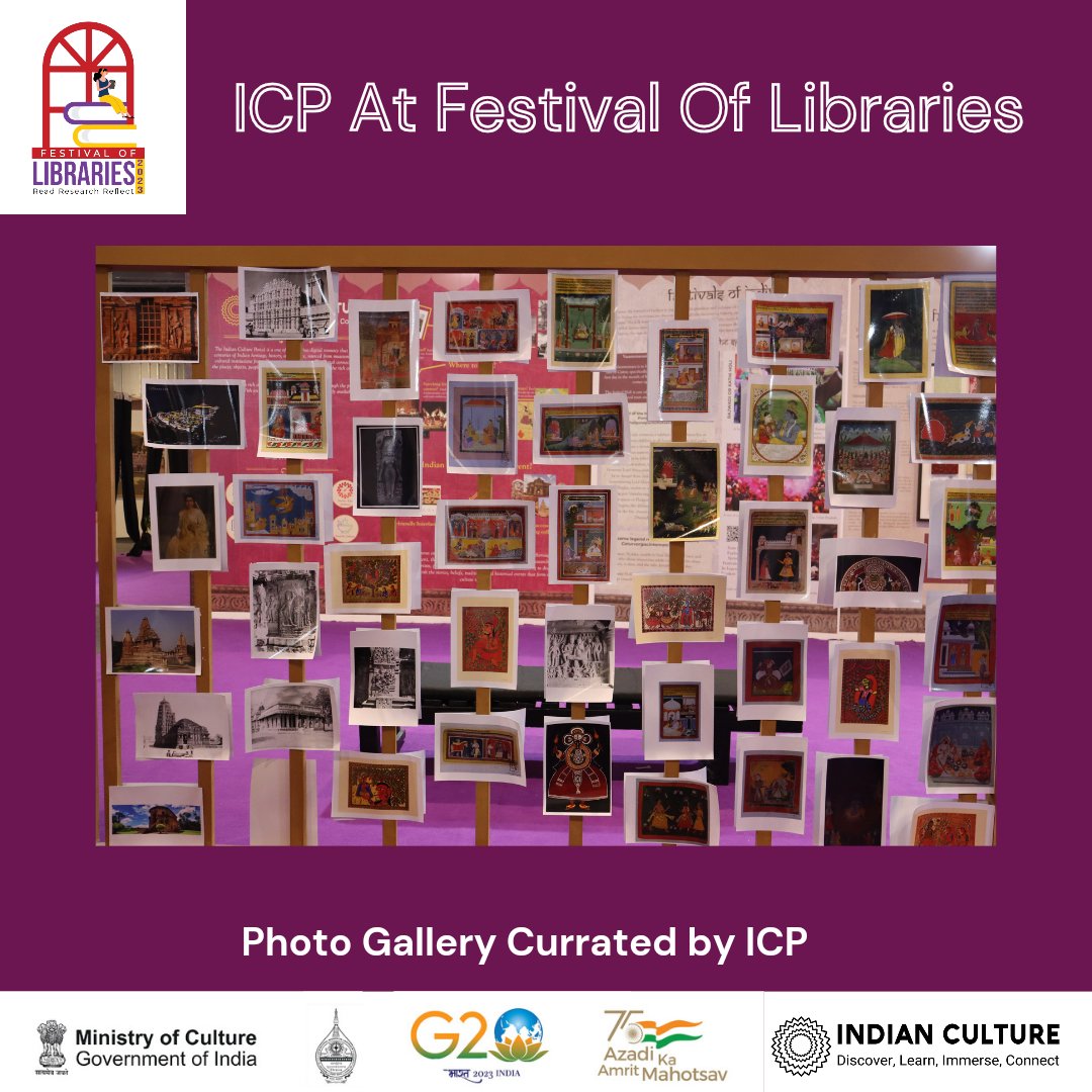 _IndianCulture's tweet photo. The photo gallery at the ICP Drawing Room, curated by the ICP Team for #festivaloflibraries2023
#festivaloflibraries #librariesofIndia #readingculture #books #azadikaamritmahotsav #G20 #Indianculture https://t.co/onCw70tvKR