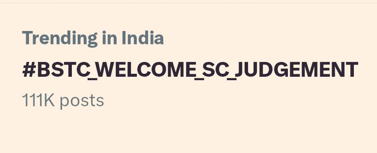 लगे रहो साथियों ।।
Our Hashtag Trending in India
With 111K+ Tweet's and continue 
#BSTC_WELCOME_SC_JUDGEMENT 
#BSTC_WELCOME_SC_JUDGEMENT 
<a href="/Adchoudhary111/">TR AIDAN CHOUDHARY </a> @ChoudharyTeekam