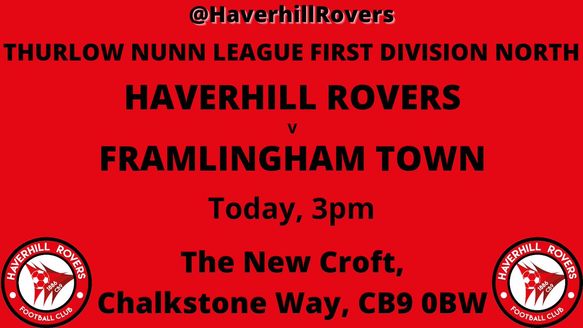 HaverhillRovers's tweet photo. It's match day as we take on @TheCastlemen at @TheNewCroft in the @ThurlowNunnL. Framlingham are top of the division with 4 from 4, so it's going to be an interesting one! Hope to see you there but, if you won't be, follow us here for updates. #WeAreRovers https://t.co/DHHmRrFq1L