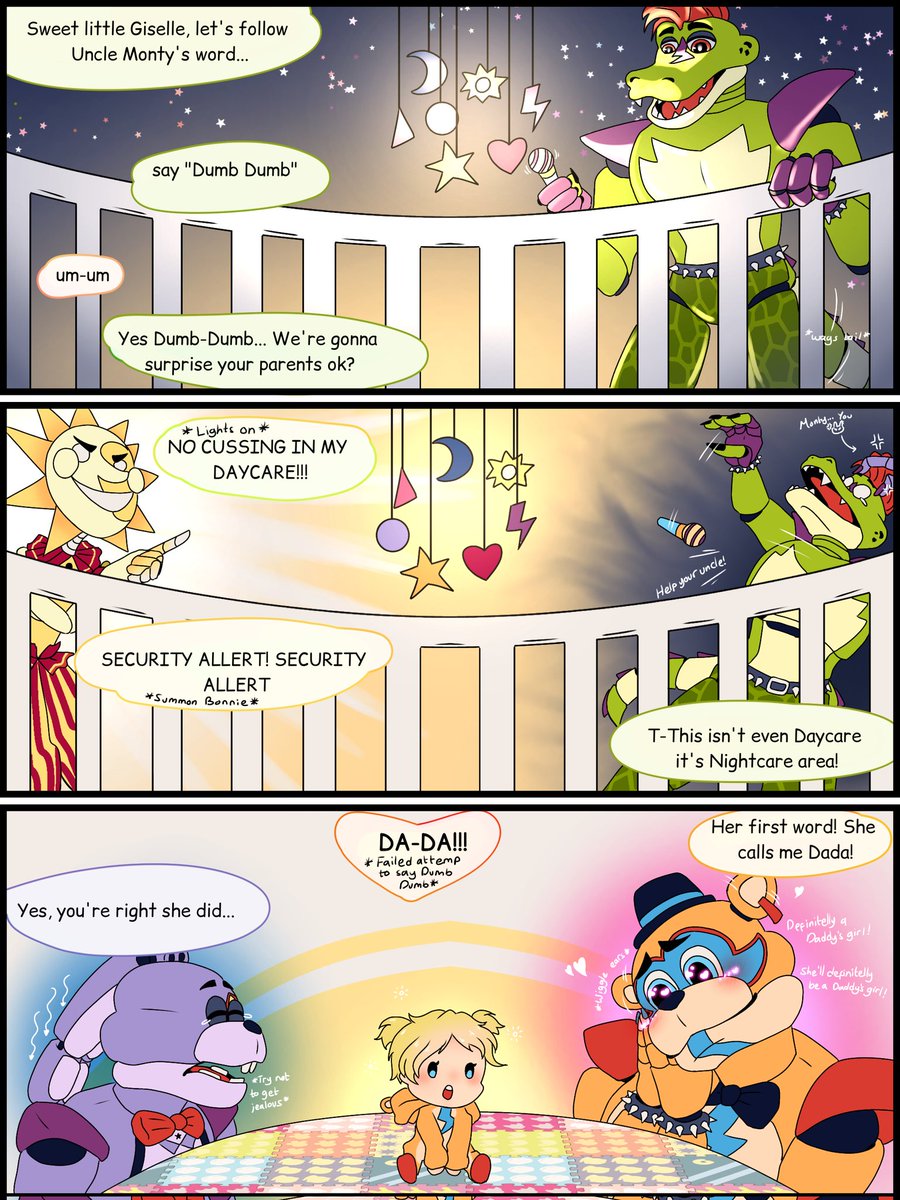 AnasApprentice3's tweet photo. Fredaddy is a proud dadda🥺

#fnaf #fnafsecuritybreach
#fnafsundrop #montgomerygator #GlamrockFreddy #GlamrockBonnie #FreddyXBonnie
Sweet little Giselle belong to @Glamrockfremmer UwU https://t.co/o4iKEqRtPx