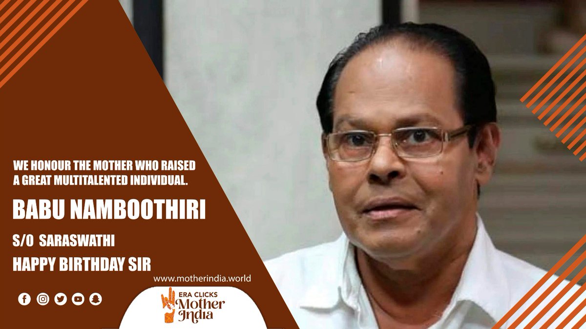 Era Clicks & Mother India wishes 'Baabu Namboothiri' sir a very happy birthday.
#motherindia #eraclicks #nakkavenkatrao #BaabuNamboothiri #HappyBirthday #actor #indian #chemistryprofessor #headofdepartment #televisionactor #malayalamcinema #mollywood #malayalamactor #professor