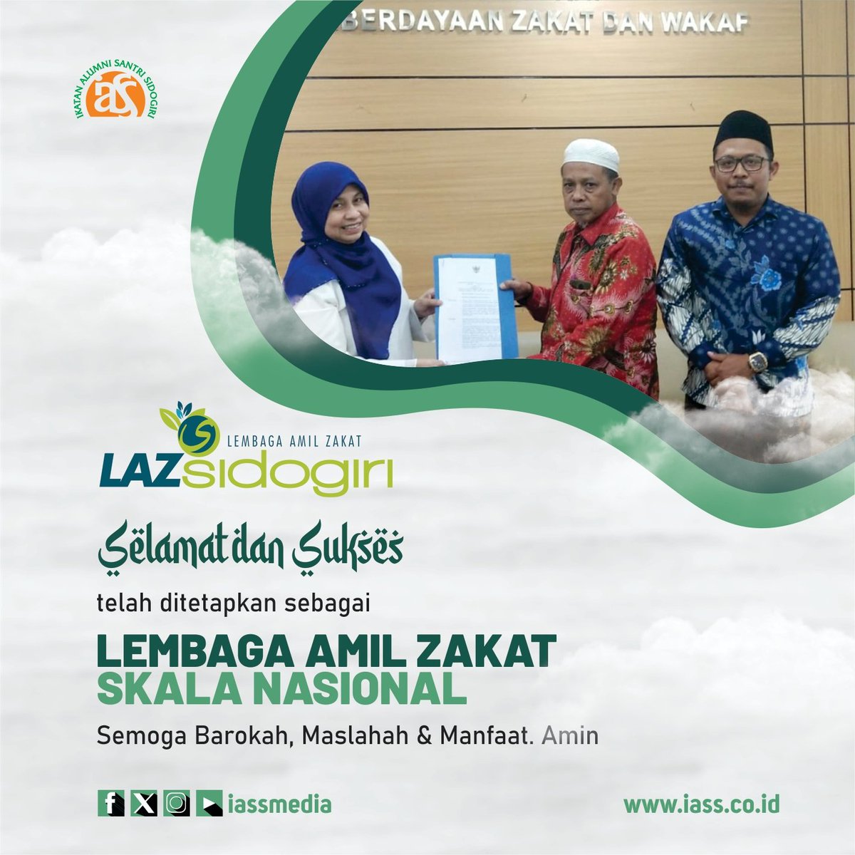 Selamat &amp; Sukses <a href="/LazSidogiri/">LAZ Sidogiri</a> (Lembaga Amil Zakat Sidogiri).

Semoga terus bermanfaat untuk ummat. ♥️