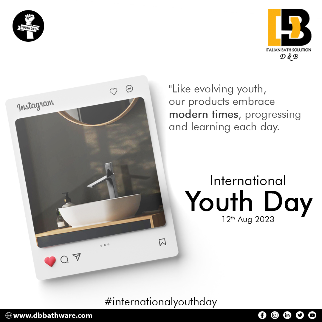 DB_BATHWARE's tweet photo. "Happy International Youth Day! Embracing the youth's potential, to ignite change, and shape the world for a brighter tomorrow. 🌟🌍

#YouthDay #internationalyouthday #dbbathware #EmpowerTheFuture https://t.co/kTKYSl6itS