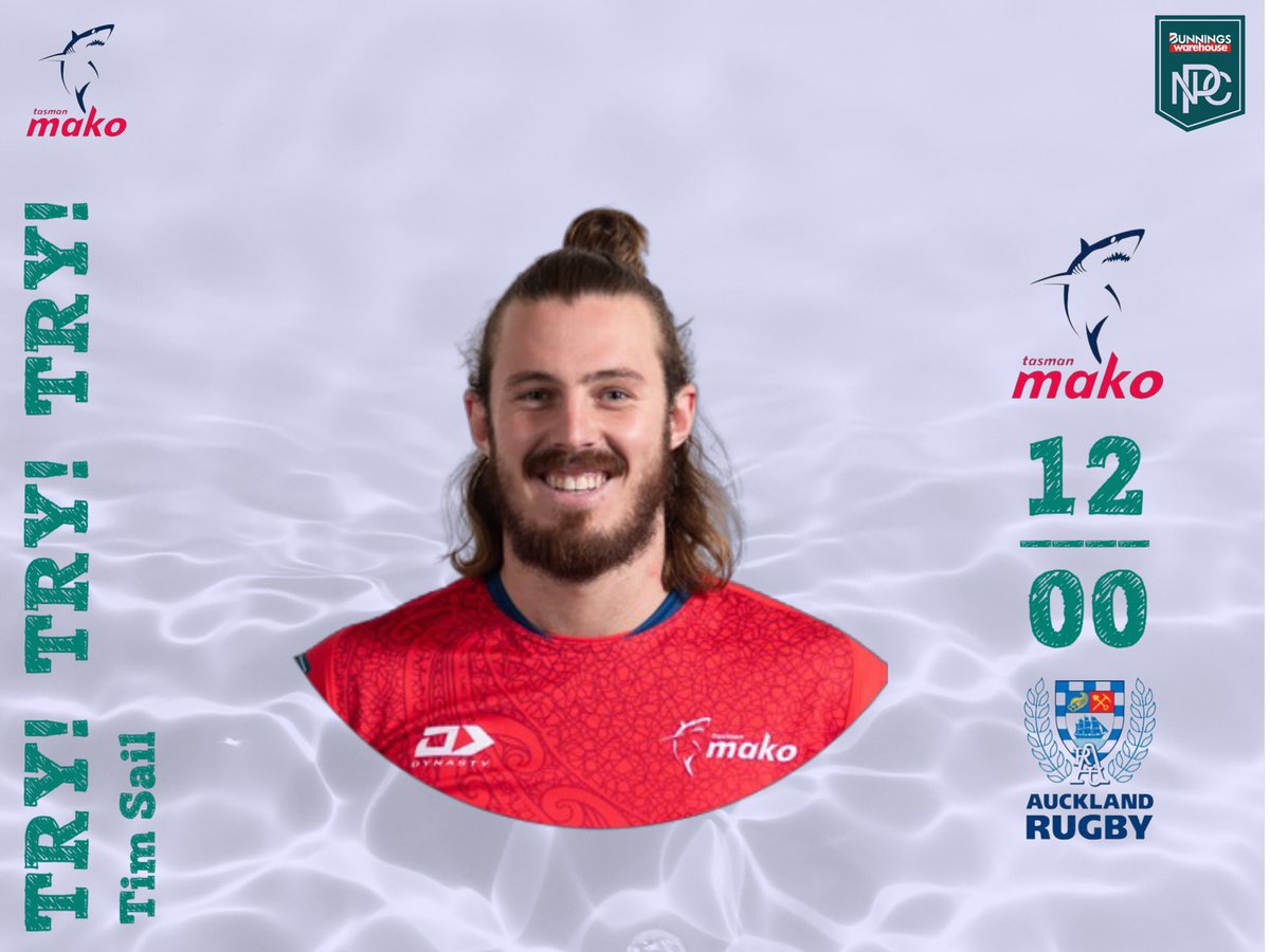 15’ | ⌚️

After a stunning run by Alex Nankivell and Tim Sail gets the ball on the line to score the try. 

#TAS 12 | 00 #AKL 
#BunningsNPC #TASvAKL   
#FeelTheFrenzy #FinzUp 🦈