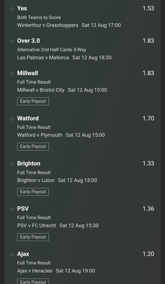 hsmtips's tweet image. 🔴
⚽️ Saturday Acca
📅 Saturday 12th August
✍️ Screenshot attached

Odds 38.21
Bet365
