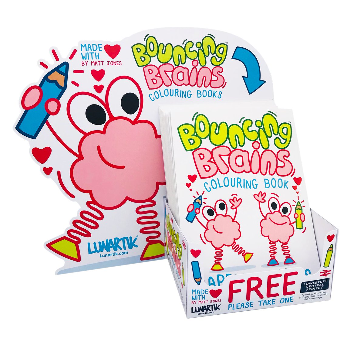 WherryLines's tweet photo. Join us at @greateranglia #Lowestoft station today for the launch of our &amp; @BitternLine new #BouncingBrains #HappyTravels colouring books. Giant family colouring event and live art workshop by artist Matt Jones. 11am - 3pm Admission Free #CommunityRail https://t.co/H3NN6nVEFk