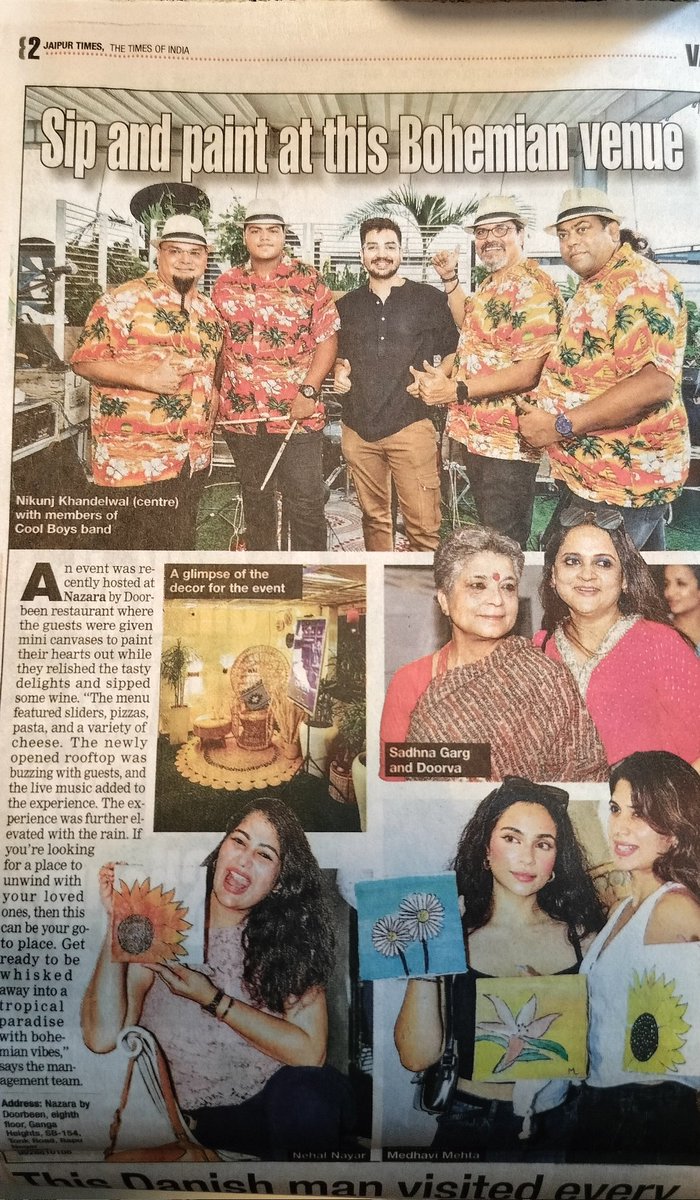 Featured In Today's Jaipur Times, TOI 🤩 🥁🎹🎸🎤 <a href="/timesofindia/">The Times Of India</a> #jaipurtimes #nazarajaipur #coolboyzthebandlive