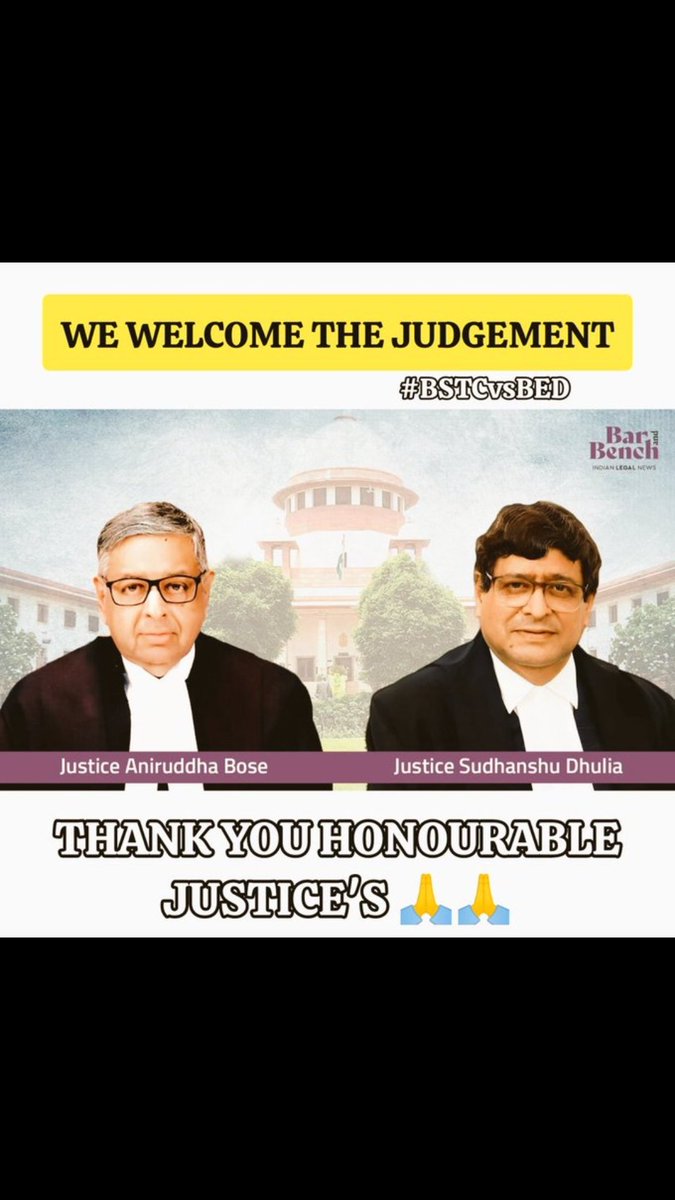 Samiur019's tweet photo. #BSTC_WELCOME_SC_JUDGEMENT
@PMOIndia @SCofInd @SCJudgments @indSupremeCourt @barandbench @KapilSibal https://t.co/7L43fquu88