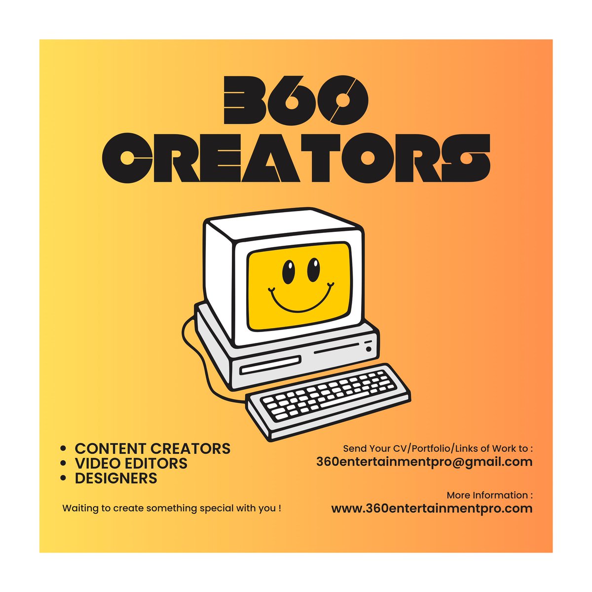 suria_velan's tweet image. 360entertainmentpro.com

360 CREATORS
We are still looking for content creators and video editors. We have started work with 3 creators already and are looking to collaborate with more! 

Visit our website for more information ! 

One Love One Life 🔥

#threeSIXzero
