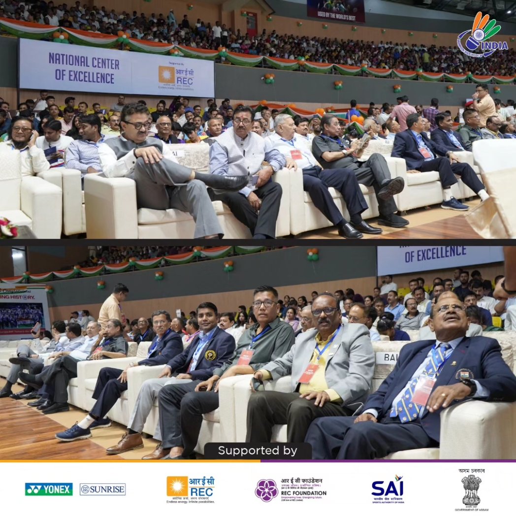 The BAI team behind taking 🇮🇳 #Badminton to greater heights in attendance at the Inauguration Ceremony of the 𝐁𝐀𝐈 𝐍𝐚𝐭𝐢𝐨𝐧𝐚𝐥 𝐂𝐞𝐧𝐭𝐫𝐞 𝐨𝐟 𝐄𝐱𝐜𝐞𝐥𝐥𝐞𝐧𝐜𝐞, 𝐆𝐮𝐰𝐚𝐡𝐚𝐭𝐢, 𝐀𝐬𝐬𝐚𝐦

#WhereDreamsUnfold
#IndiaontheRise
#badmintonontwitter