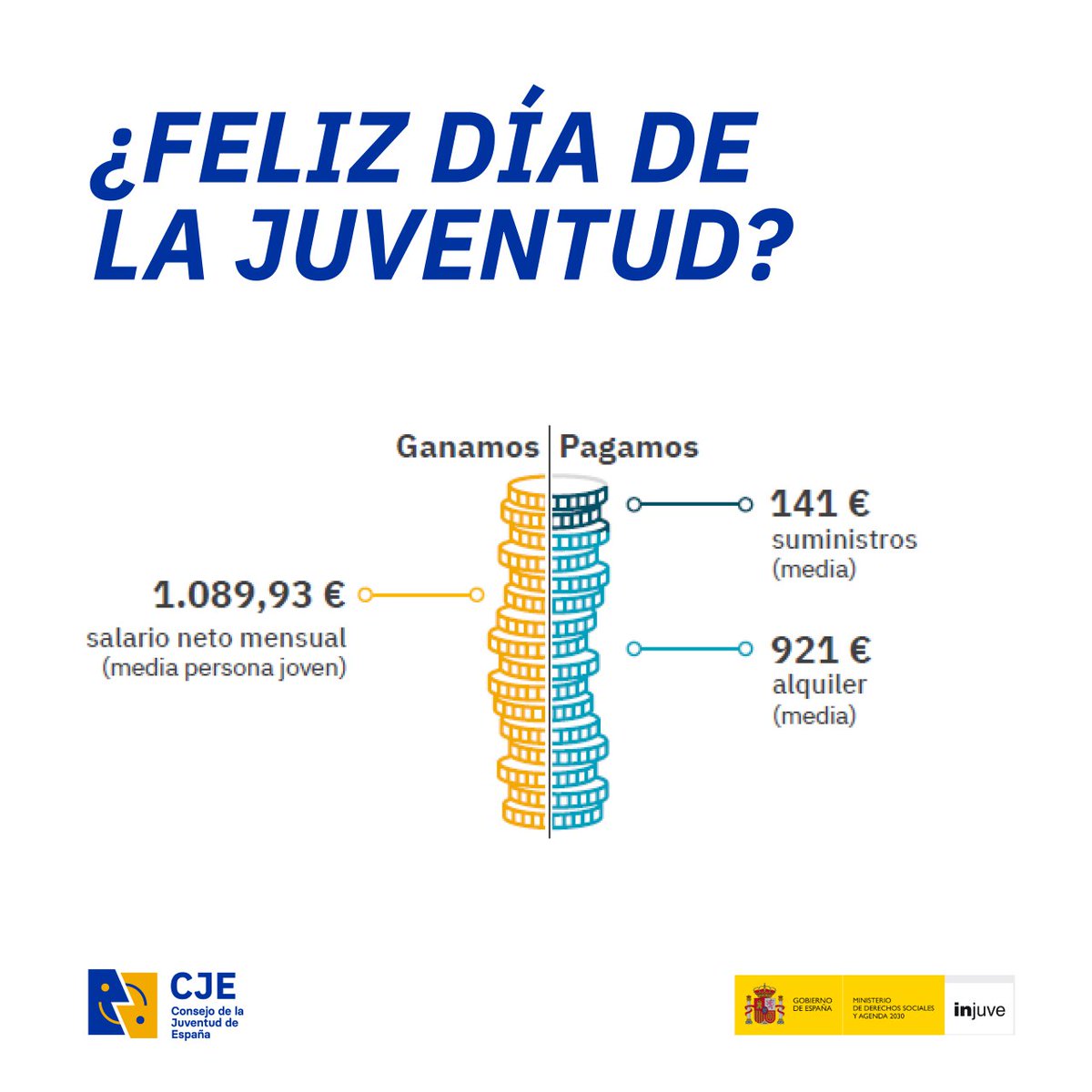 🎉¿Eres una persona joven? Felicidades, hoy es tu día, el #DiaInternacionalDeLaJuventud 

Felicidades porque si quieres alquilar en solitario tendrás que dedicar el 97% de tu salario al alquiler y suministros

Solo podrás vivir con el 3% de tu sueldo, que suerte tienes...