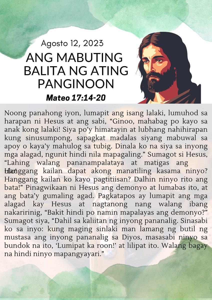 Ang Mabuting Balita ng Panginoon ngayong araw, Agosto 12, 2023. 🙏