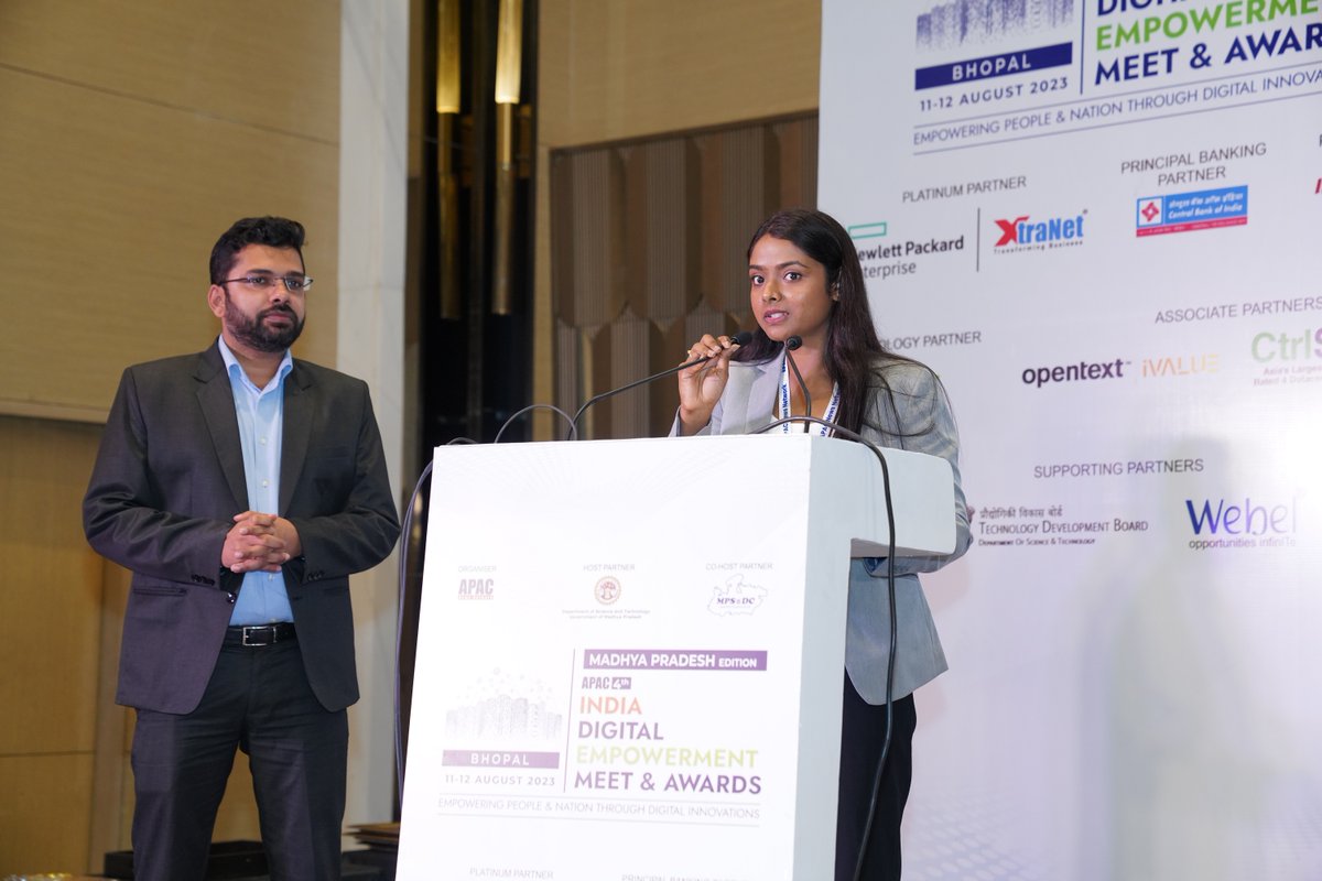 Apacnewsnetwork's tweet photo. Presentation on IT Skilling &amp; Capacity Building for eGovernance by Nikhil Dubey, Assistant Director, @MPSeDC_DST at the 4th ‘APAC India Digital Empowerment Meet &amp; Awards - Madhya Pradesh Edition’ on 12 Aug'23 (Day 2) in Bhopal.
#IDEM #IDEMMP #APACGovernance #Digitaltransformation https://t.co/Y73yFXu7l6
