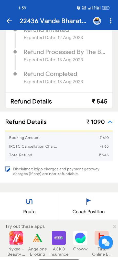 imdhirendra86's tweet photo. Waiting ticket didn't confirmed got auto cancelled yet cancellation charges are deducted
Despite of IRCTC convenience charges 
Perfect example of digital robbery@RailMinIndia @AshwiniVaishnaw @PMOIndia https://t.co/skfGbkvoNe