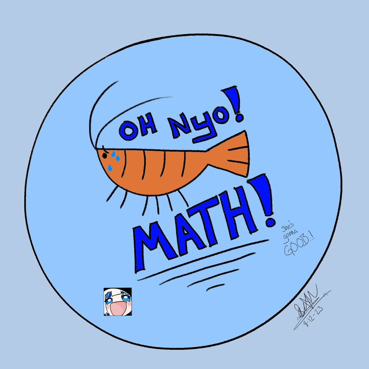Was doodling when Gooba started drawing so I decided to become as shrimp. Brain fried Gooba is SO cute, mah heart, send help. #gawrt