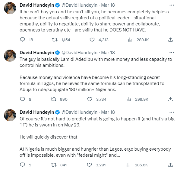 DavidHundeyin's tweet photo. If only it was clearly telegraphed that Tyrone's "presidency" would turn out exactly this way.

When I talk, don't just jump in to reflexively insult me. Read what I say and consider it on its merits before reacting instinctively.

Because I tend to know what I'm talking about. https://t.co/zdr8uzlcgn