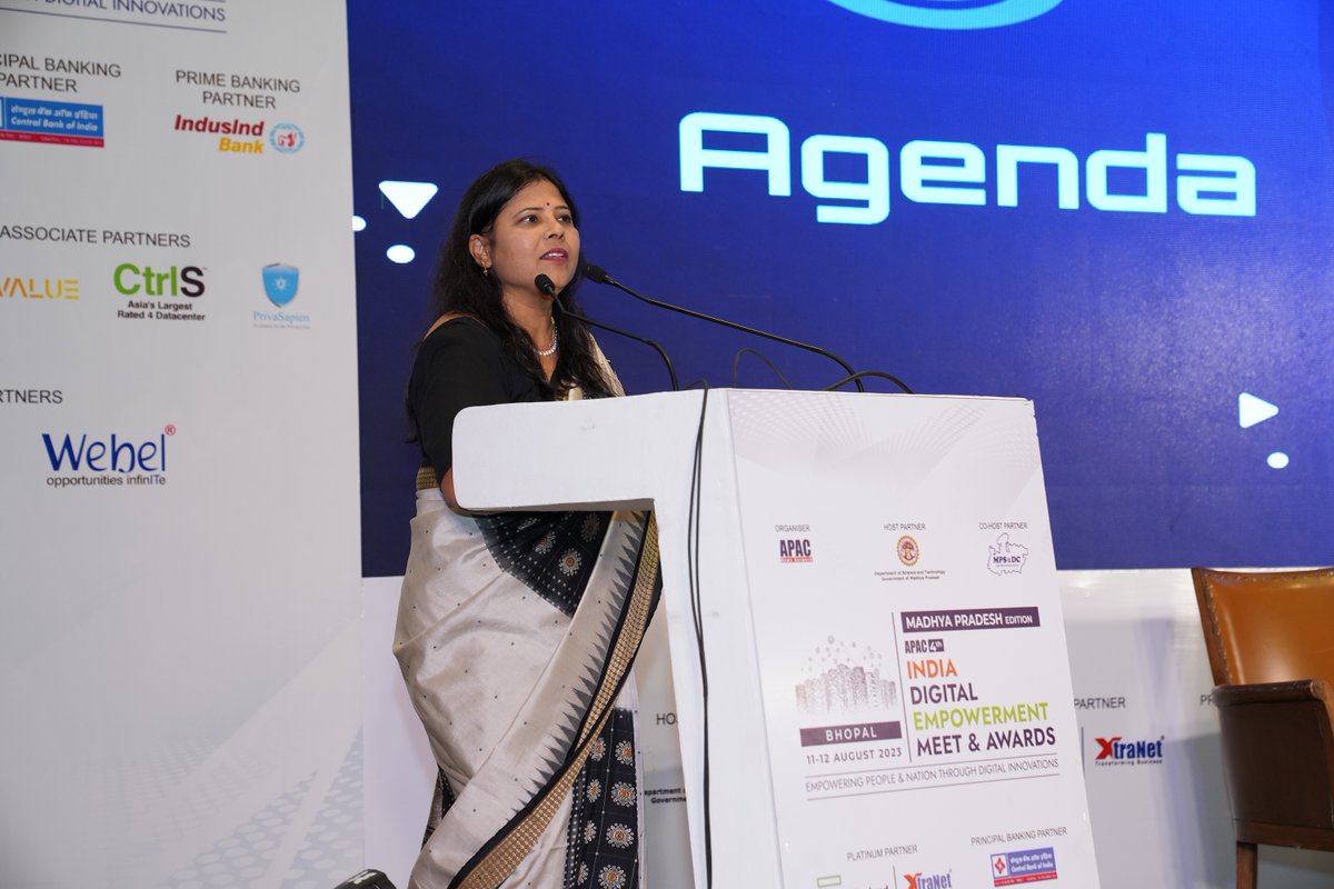 Apacnewsnetwork's tweet photo. Special Session on Making Public Finance Operation Simplified through Technology by Arpita Khare, Addl. Dir., Directorate of Treasuries &amp; Accounts, @mpfinancedep at the 4th ‘APAC India Digital Empowerment Meet &amp; Awards-MP’ on 12 Aug (Day 2) in Bhopal
#IDEM #IDEMMP #APACGovernance https://t.co/jBkBCeUhwf