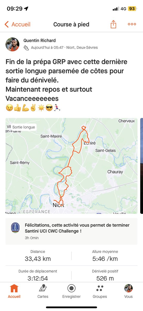 RichardQuentin2's tweet photo. Fin de la prépa GRP avec cette dernière sortie longue parsemée de côtes pour faire du dénivelé.
Maintenant repos et surtout Vacanceeeeeees
😉👍💪✌️☀️😎🏃🏻♂️
#Strava #PrepaTrail #PrepaGRP #Trailer #TeamRunner #TeamTrailer https://t.co/mJBDTizjgw