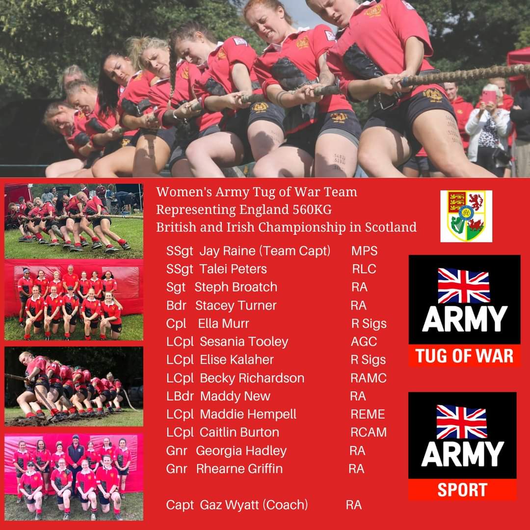 ArmySportASCB's tweet photo. The Army Ladies Tug of War team is ready to represent England ๐ด๓ ง๓ ข๓ ฅ๓ ฎ๓ ง๓ ฟ today in the British & Irish Championships at Elgin Scotland in the Ladies 560Kg
Very best of luck all ๐ช
@army_tug @englandtugofwar
#BritishArmySport #ArmyTugOfWar #TugOfWar #GetRopedIn https://t.co/ydqxSh9nGW