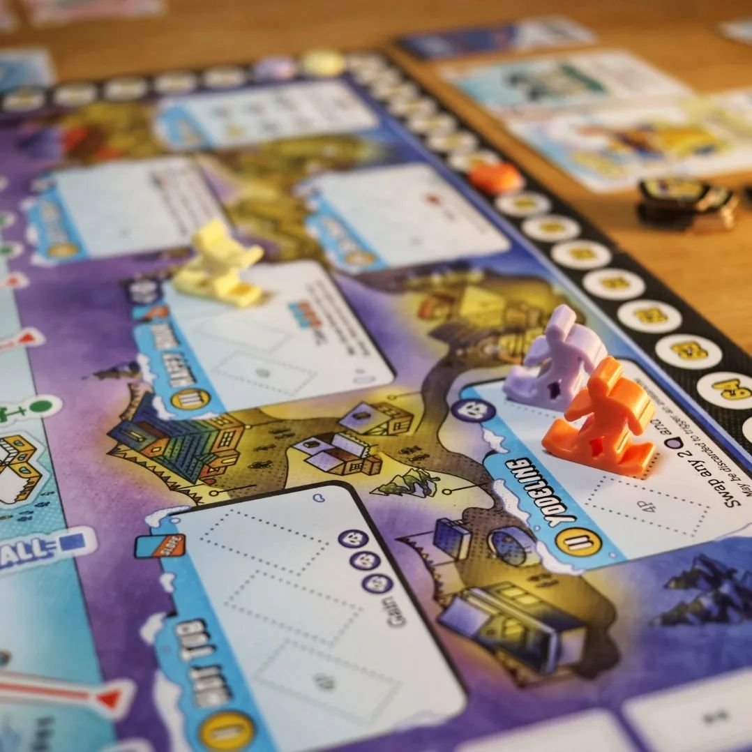 semicoop's tweet photo. In a move nobody saw coming, our friend chose Skull Canyon Ski Fest, which is a fun TtR/Parks hybrid. 

The best part is what we call the grudge board where you can see which routes you can steal from others, and also which people already stole your routes. More games need this! https://t.co/O2d0ckDGTT
