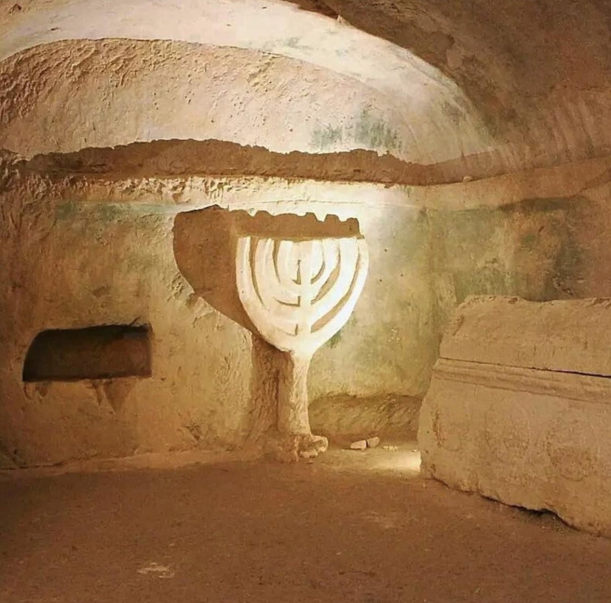 Our roots run deep. 

The Beit She’arim necropolis near Haifa where Jews were laid to rest 1800 years go. This is not to be confused with the traditional Hannukkah menorah…but proof of the existence of Jewish life in Israel millennia ago…