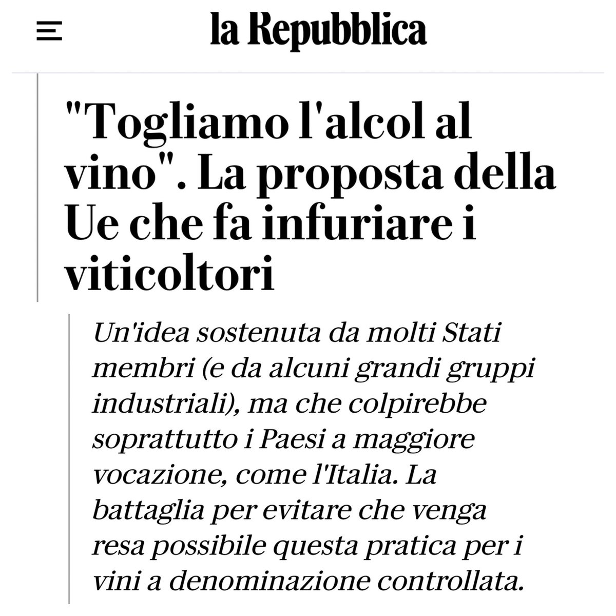 "Togliamo l'alcol al vino". Un’altra proposta della Ue contro i viticoltori italiani.